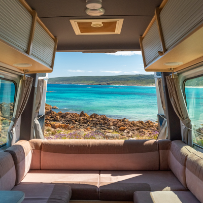 Inside of an Apollo Euro Plus looking out over the WA coast line